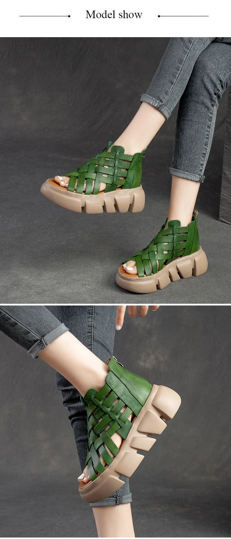 DRKANOL 2026 Women Gladiator Sandals Summer Cool Boots Luxury Gesign Genuine Leather Woven Wedges Platform Casual Roman Sandals