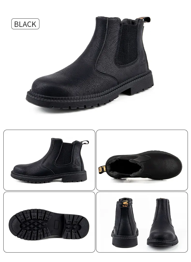 Waterproof Work Shoes For Men Chelsea Steel Head Leather Boots Male Footwear Indestructible Construction Security Boots