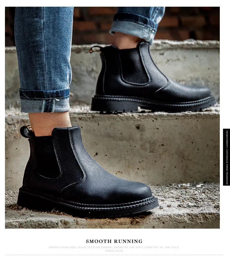 Waterproof Work Shoes For Men Chelsea Steel Head Leather Boots Male Footwear Indestructible Construction Security Boots