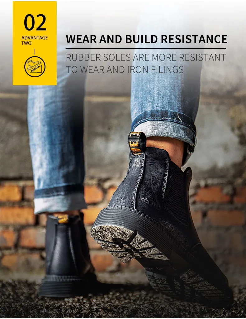 Waterproof Work Shoes For Men Chelsea Steel Head Leather Boots Male Footwear Indestructible Construction Security Boots