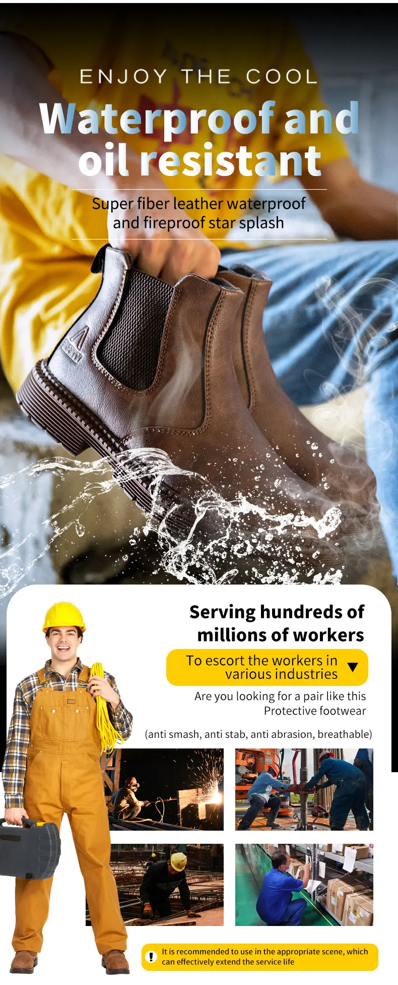 Waterproof Work Shoes For Men Chelsea Steel Head Leather Boots Male Footwear Indestructible Construction Security Boots