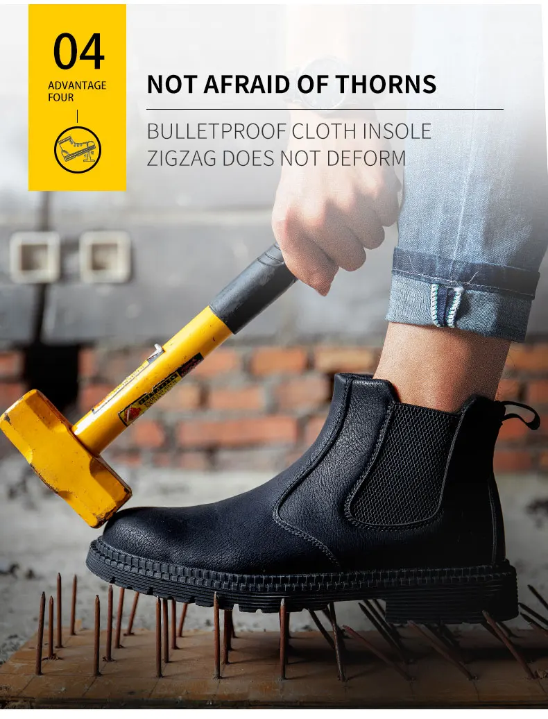 Waterproof Work Shoes For Men Chelsea Steel Head Leather Boots Male Footwear Indestructible Construction Security Boots