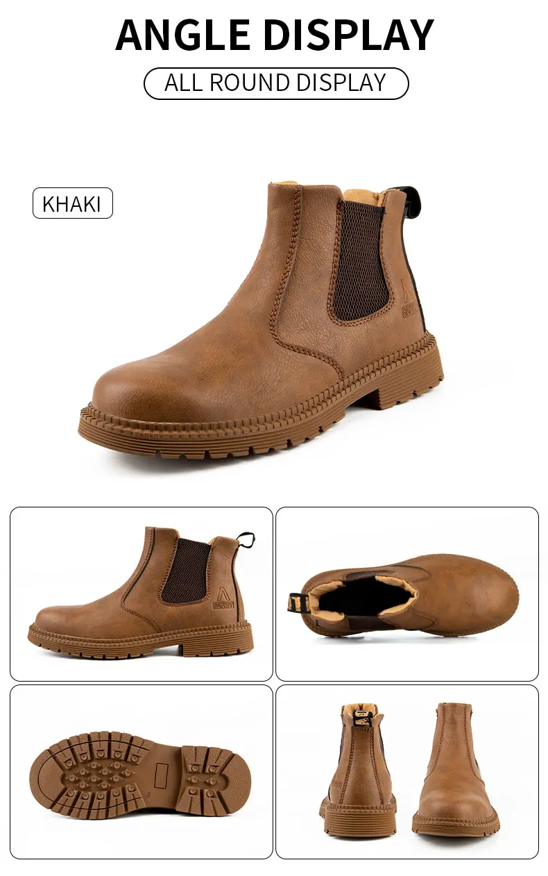 Waterproof Work Shoes For Men Chelsea Steel Head Leather Boots Male Footwear Indestructible Construction Security Boots
