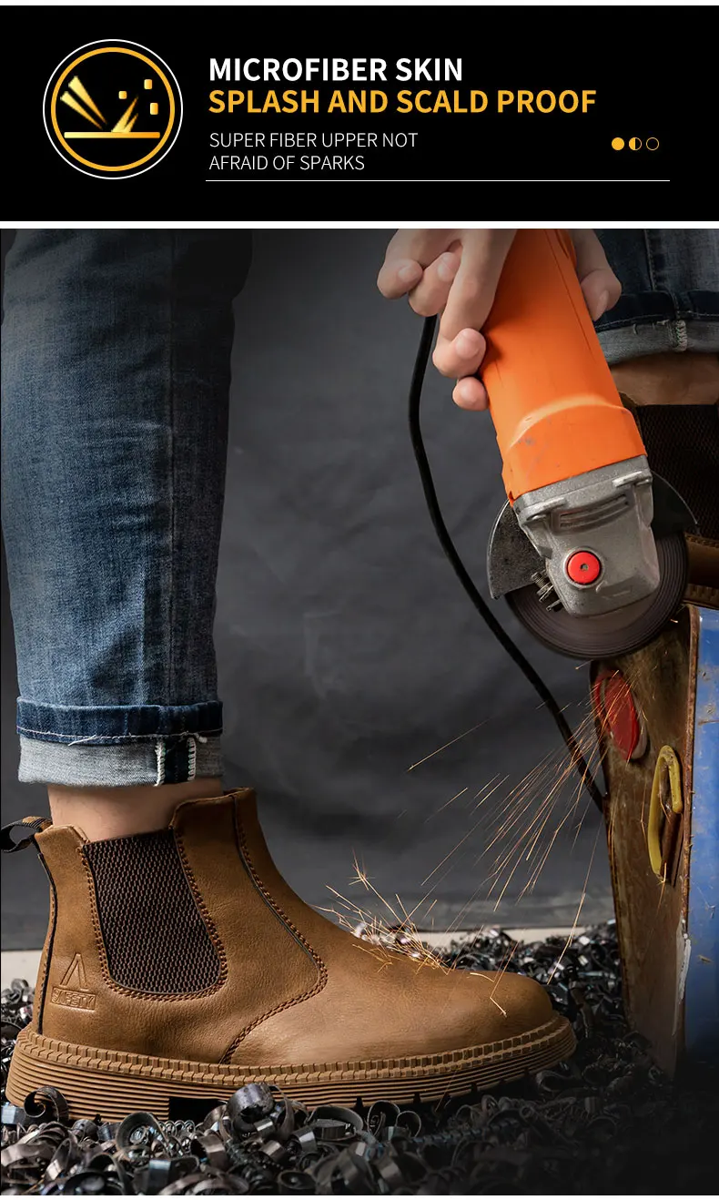 Waterproof Work Shoes For Men Chelsea Steel Head Leather Boots Male Footwear Indestructible Construction Security Boots
