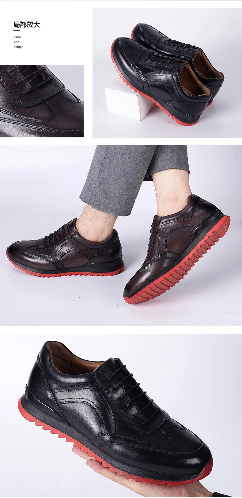 Quality Black Men's Tennis Sneaker Genuine Cow Leather Casual Shoes Natural Leather Outdoor Footwear For Men Zapatos De Hombre