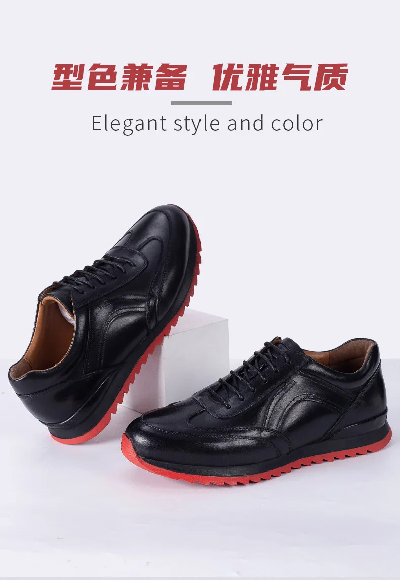 Quality Black Men's Tennis Sneaker Genuine Cow Leather Casual Shoes Natural Leather Outdoor Footwear For Men Zapatos De Hombre