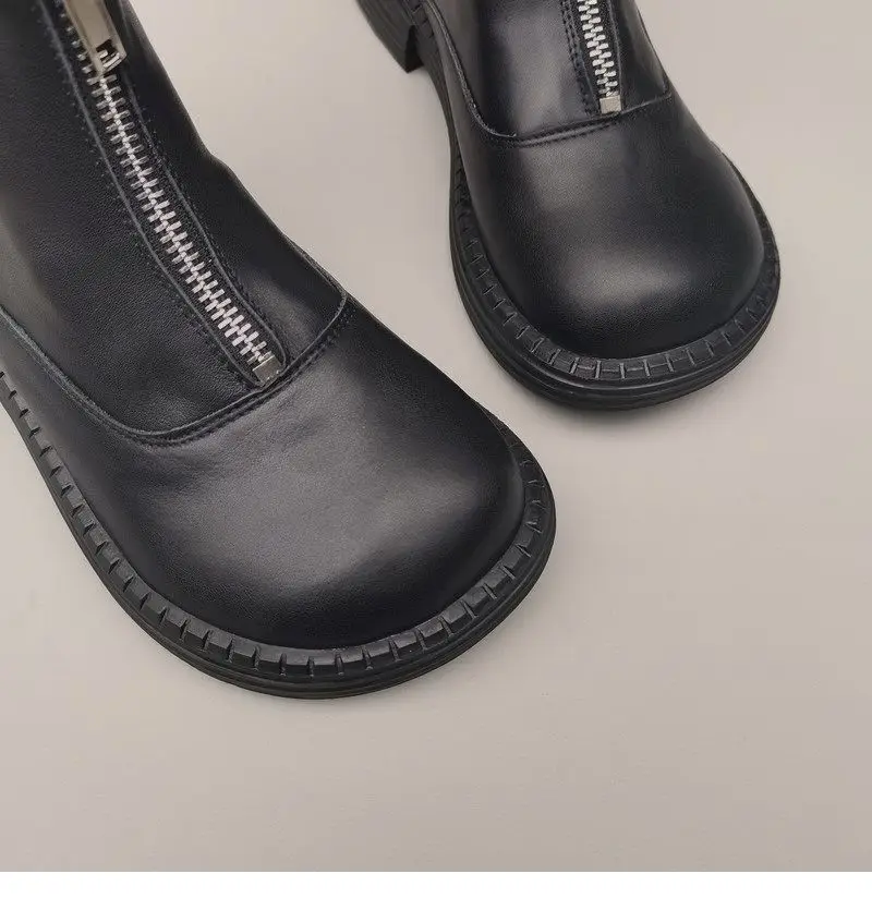 Genuine Leather Cowhide Men's Women's Wide Toe Short Boots Original High Cut Spring Work Single Shoe 43 Обувь С Широким Носом