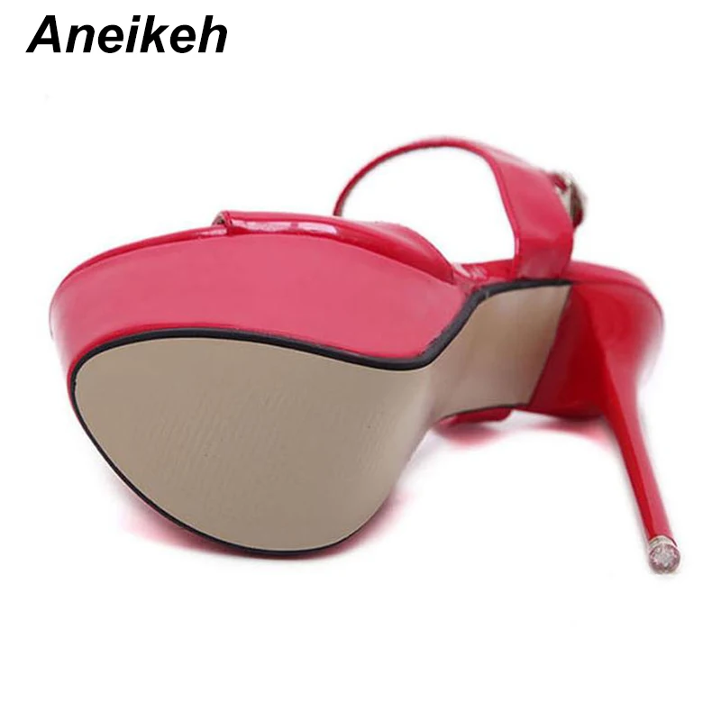 Aneikeh Big Shoe Size 41 42 43 44 45 46 High Heels Sandals Summer Sexy Open Toe Party Dress 16CM Platform Gladiator Women Pumps
