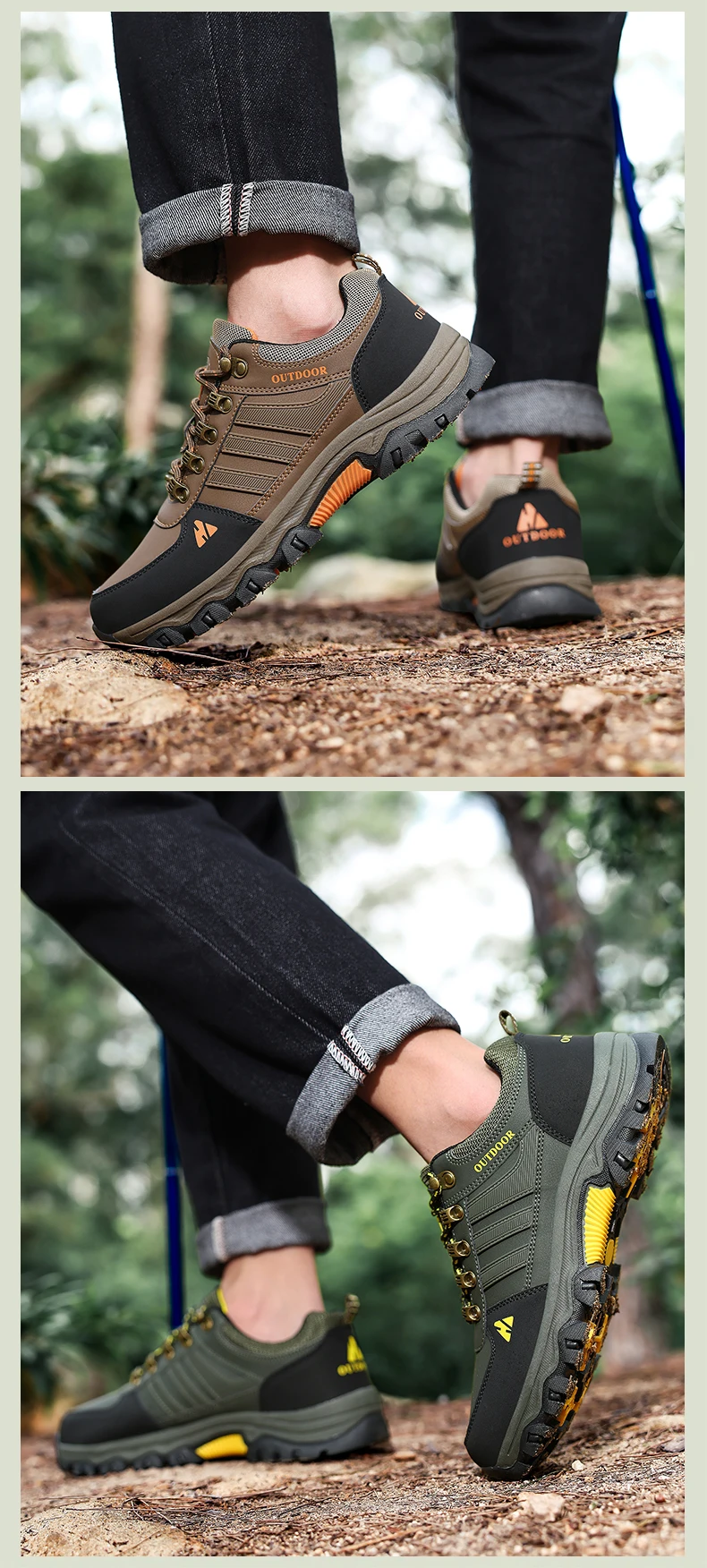 Men's Plus Size Outdoor Hiking Shoes Four Seasons Non-Slip Comfort Casual Walking Shoes Fashion Youth Joker Sports Running Shoes