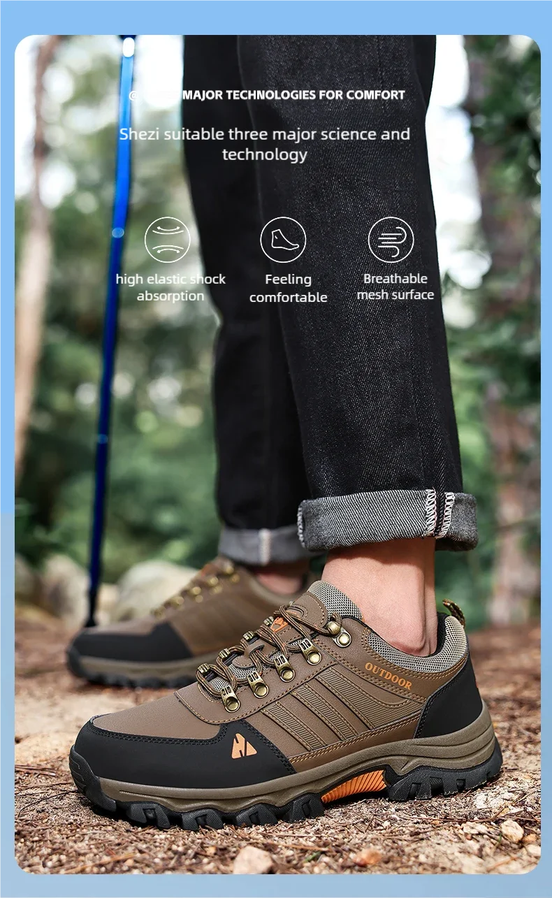 Men's Plus Size Outdoor Hiking Shoes Four Seasons Non-Slip Comfort Casual Walking Shoes Fashion Youth Joker Sports Running Shoes