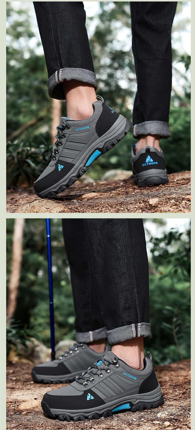 Men's Plus Size Outdoor Hiking Shoes Four Seasons Non-Slip Comfort Casual Walking Shoes Fashion Youth Joker Sports Running Shoes