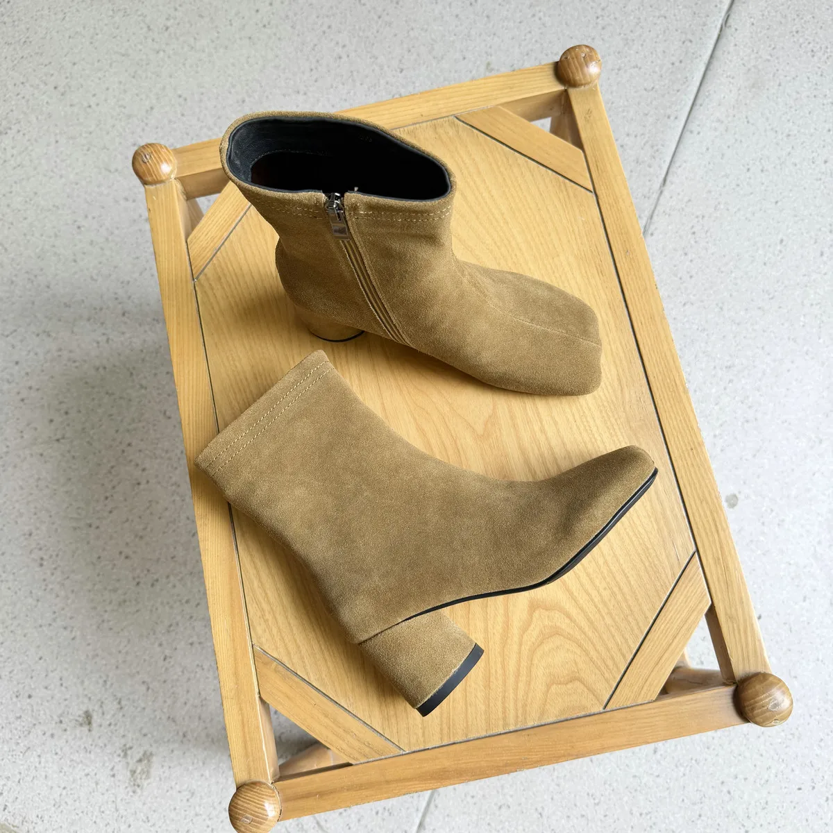 QUTAA New Fashion Winter Cow Suede Women Ankle Boots High Heels Autumn Genuine Leather Square Toe Shoes Zipper Short Boots 34-43