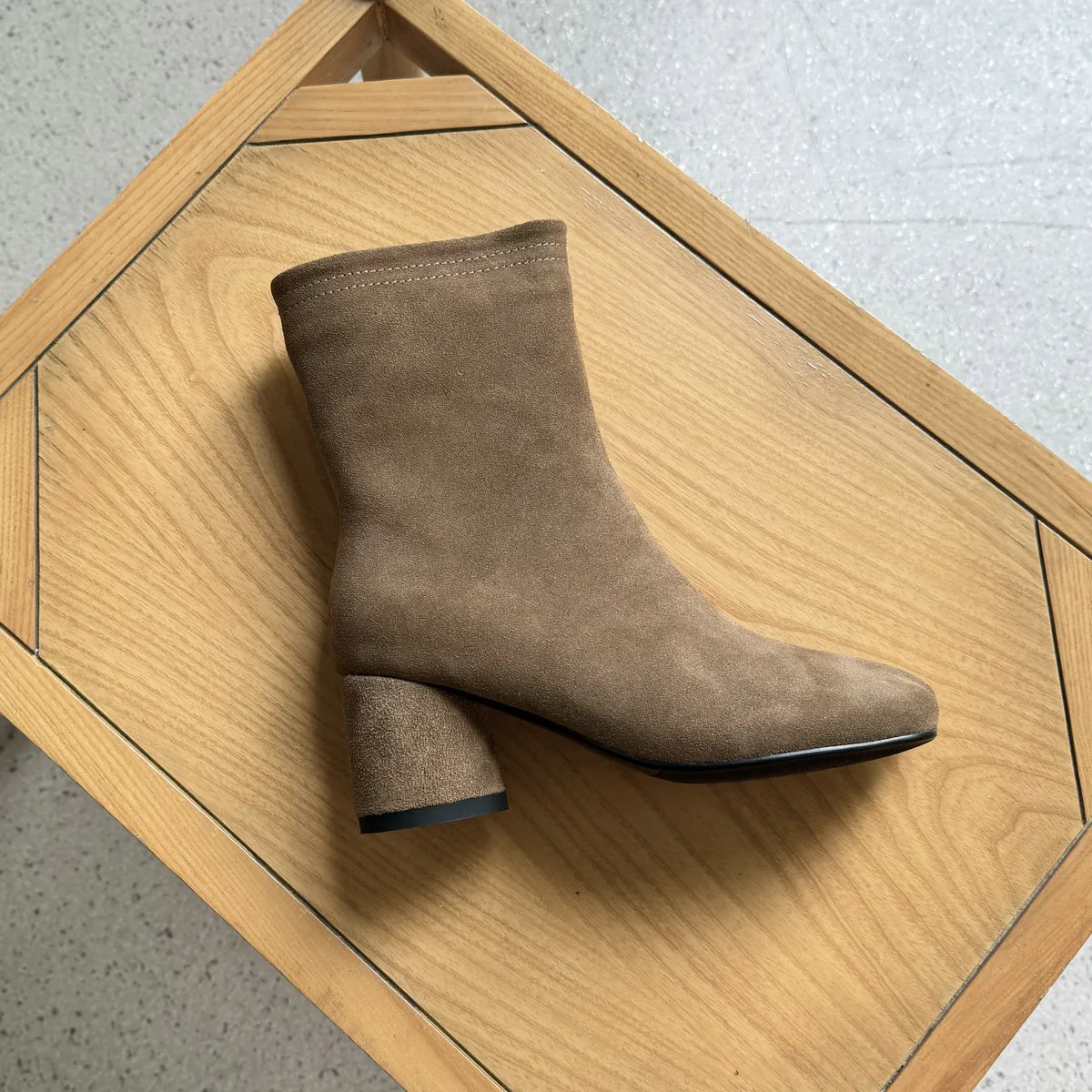 QUTAA New Fashion Winter Cow Suede Women Ankle Boots High Heels Autumn Genuine Leather Square Toe Shoes Zipper Short Boots 34-43