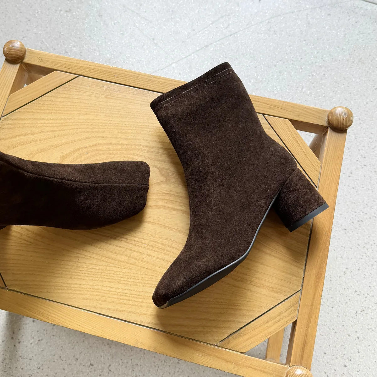 QUTAA New Fashion Winter Cow Suede Women Ankle Boots High Heels Autumn Genuine Leather Square Toe Shoes Zipper Short Boots 34-43