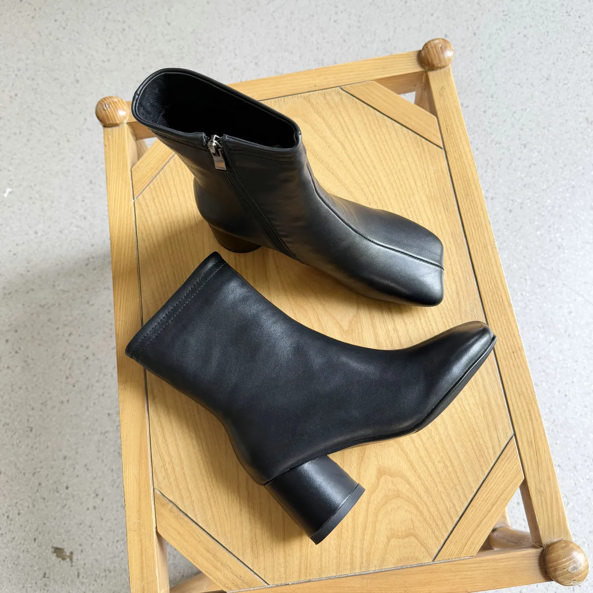 QUTAA New Fashion Winter Cow Suede Women Ankle Boots High Heels Autumn Genuine Leather Square Toe Shoes Zipper Short Boots 34-43