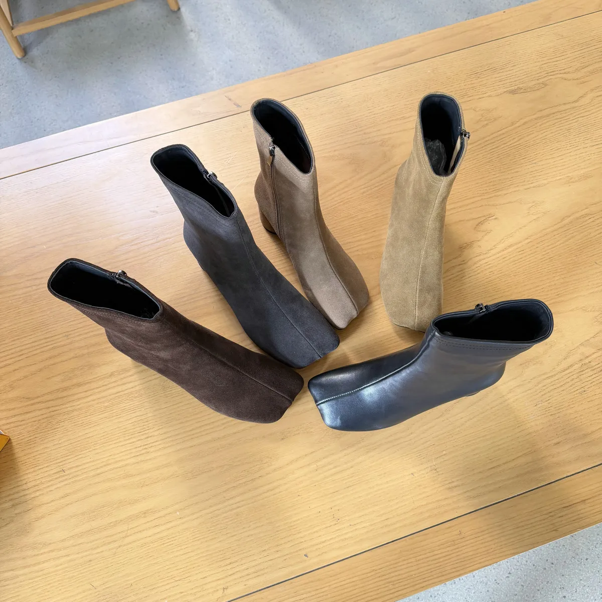 QUTAA New Fashion Winter Cow Suede Women Ankle Boots High Heels Autumn Genuine Leather Square Toe Shoes Zipper Short Boots 34-43