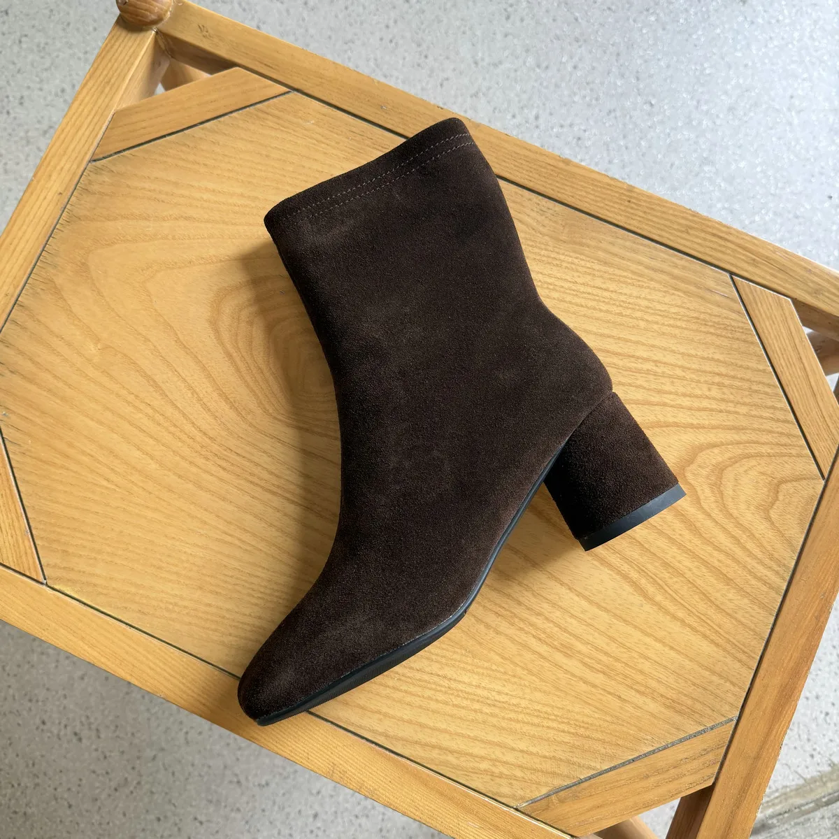 QUTAA New Fashion Winter Cow Suede Women Ankle Boots High Heels Autumn Genuine Leather Square Toe Shoes Zipper Short Boots 34-43