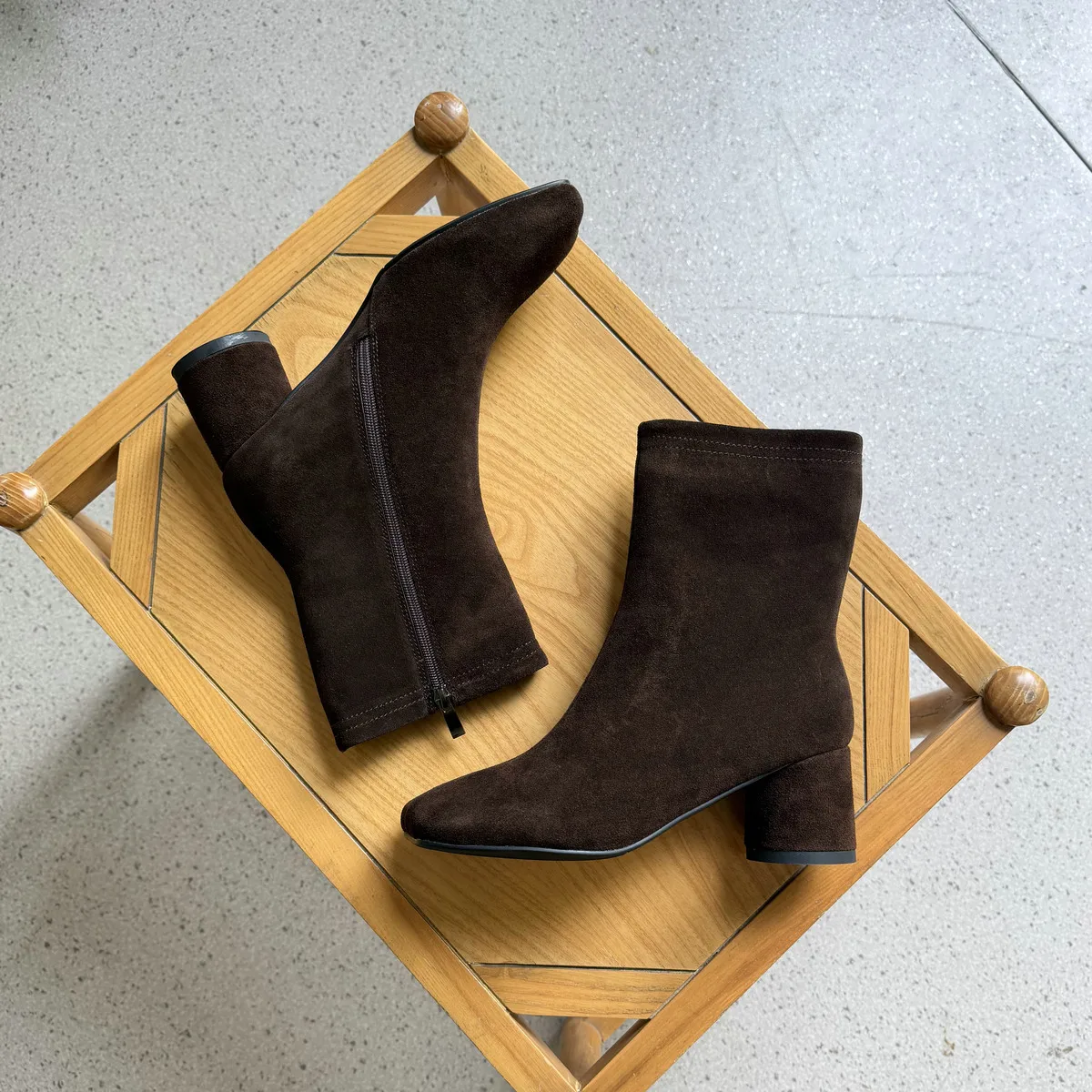 QUTAA New Fashion Winter Cow Suede Women Ankle Boots High Heels Autumn Genuine Leather Square Toe Shoes Zipper Short Boots 34-43