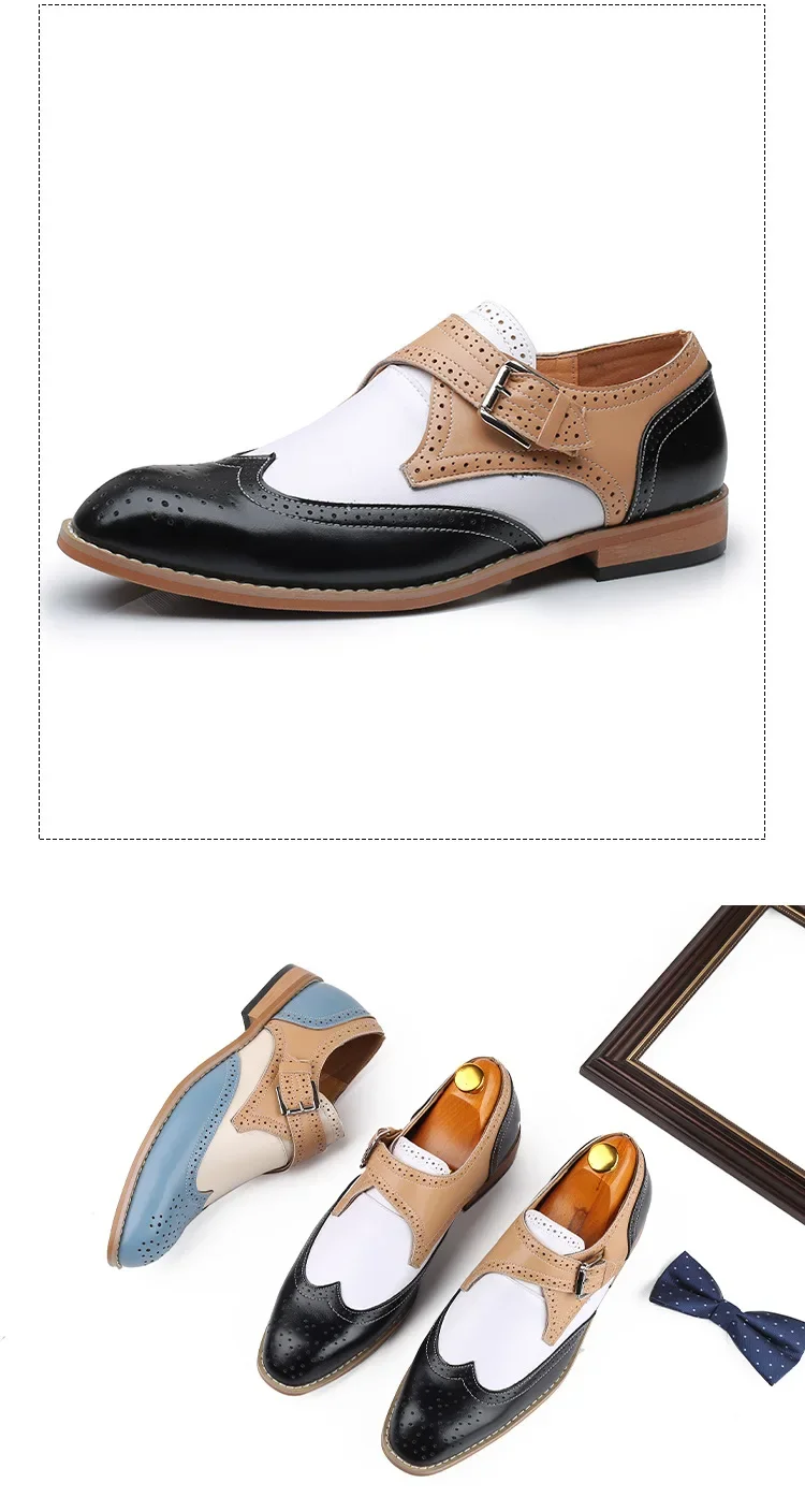 Men Business Dress shoe Colorful  Lace up Fashion Man Casual Leather Oxfords shoes Flat Leisure Wedding Party shoe Men Big Size
