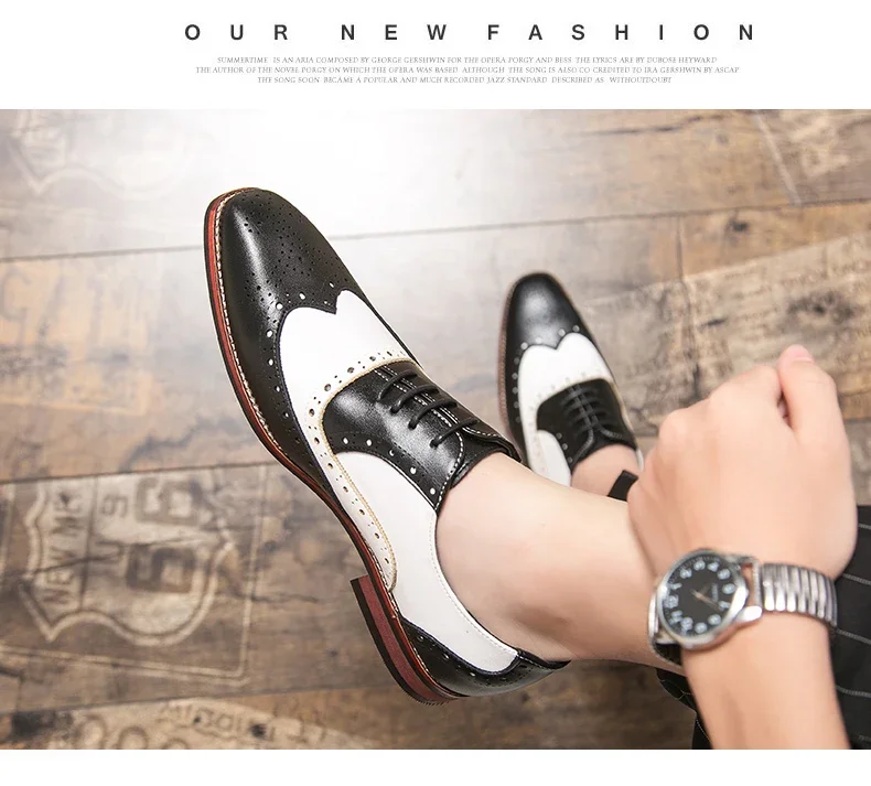 Men Business Dress shoe Colorful  Lace up Fashion Man Casual Leather Oxfords shoes Flat Leisure Wedding Party shoe Men Big Size