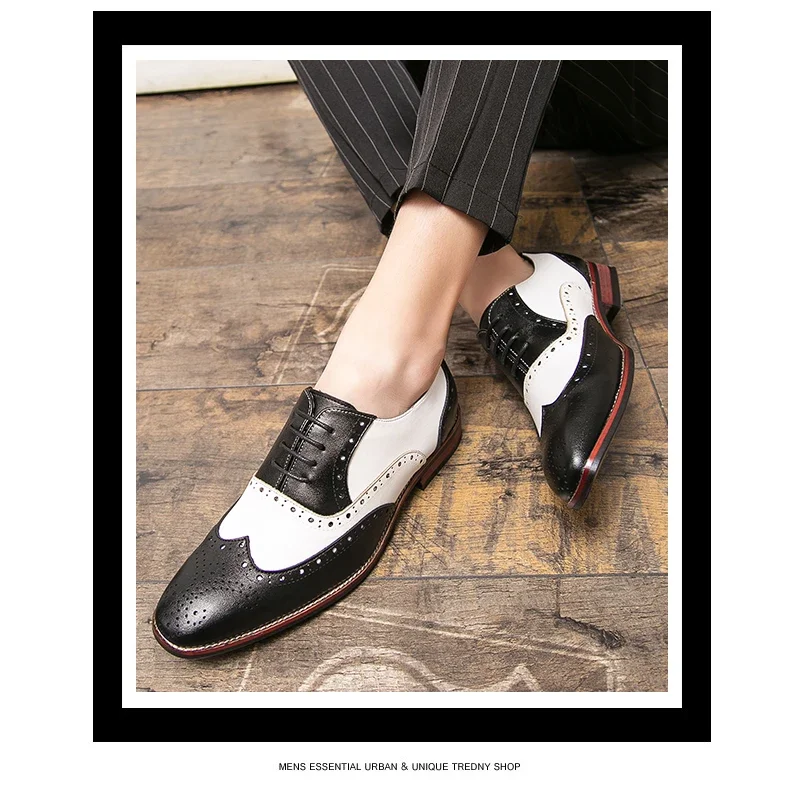Men Business Dress shoe Colorful  Lace up Fashion Man Casual Leather Oxfords shoes Flat Leisure Wedding Party shoe Men Big Size