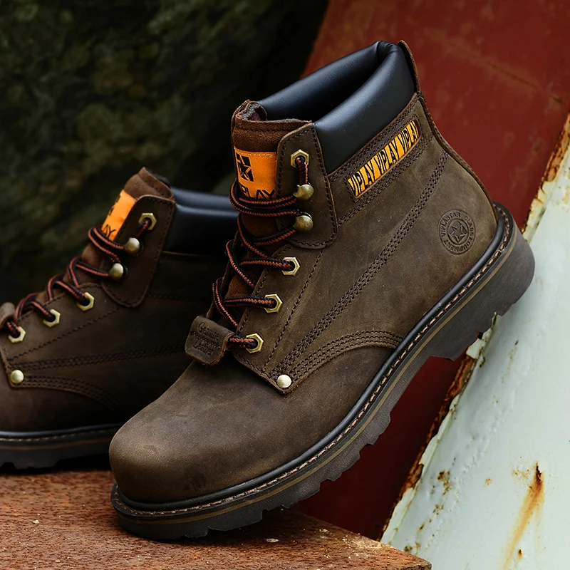 Men's Genuine Leather Boots Classic Outdoor Boots Casual Shoes Ankle Motorcycle Boots Antislip Comfy Shoes Western Style