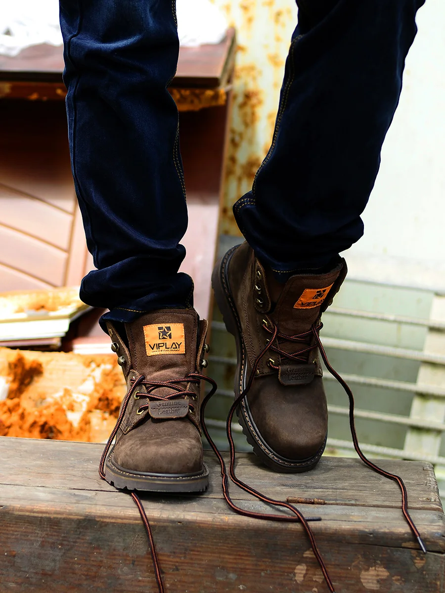 Men's Genuine Leather Boots Classic Outdoor Boots Casual Shoes Ankle Motorcycle Boots Antislip Comfy Shoes Western Style