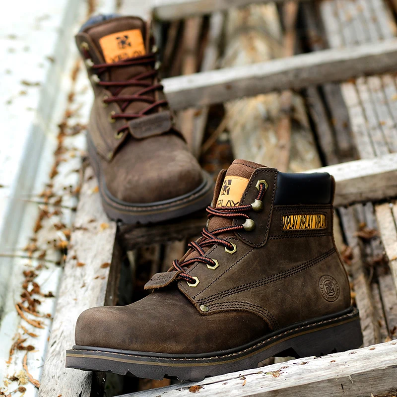Men's Genuine Leather Boots Classic Outdoor Boots Casual Shoes Ankle Motorcycle Boots Antislip Comfy Shoes Western Style