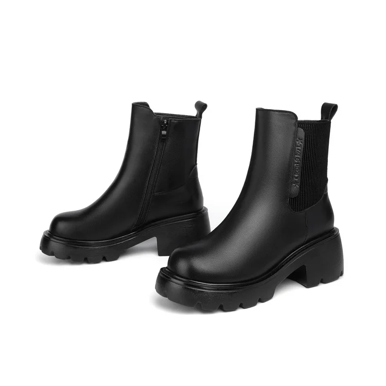 AIYUQI Women's Boots Winter 2026 New Genuine Leather Women's Chelsea Boots British Style Natural Wool Warm Women's Ankle Boots