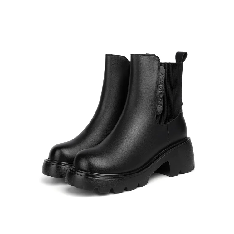 AIYUQI Women's Boots Winter 2026 New Genuine Leather Women's Chelsea Boots British Style Natural Wool Warm Women's Ankle Boots