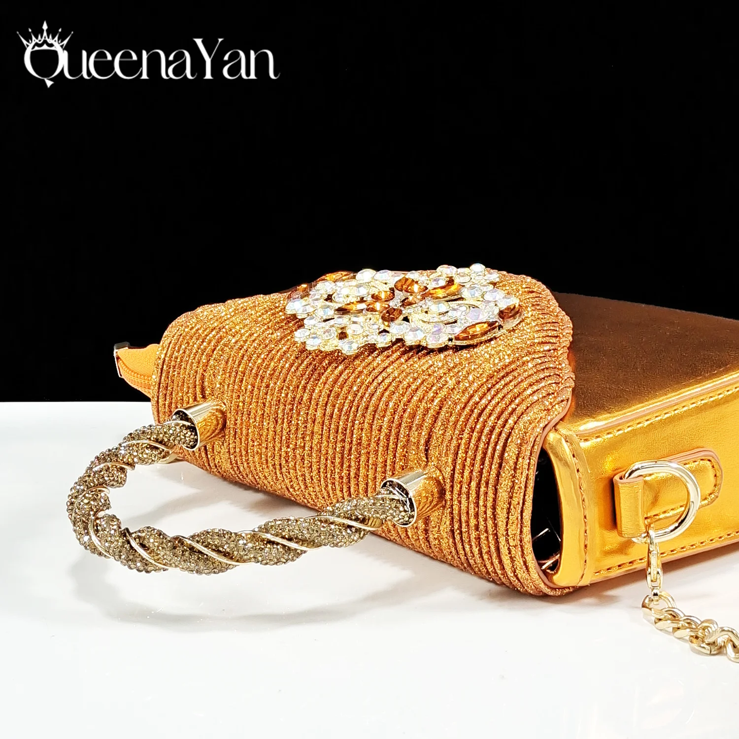 QSGFC Hot Selling INS Pointed-Toe Luxury Style Women High Heels Sandal With Bag Set Orange Color for Wedding Party
