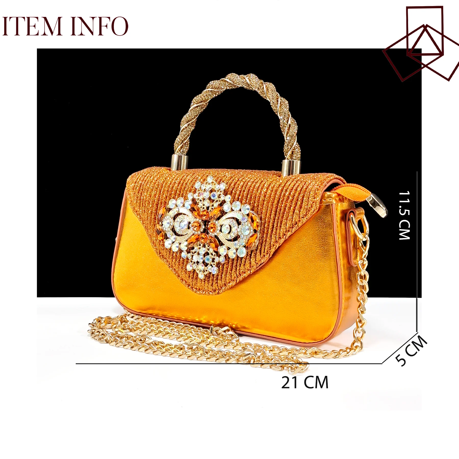 QSGFC Hot Selling INS Pointed-Toe Luxury Style Women High Heels Sandal With Bag Set Orange Color for Wedding Party