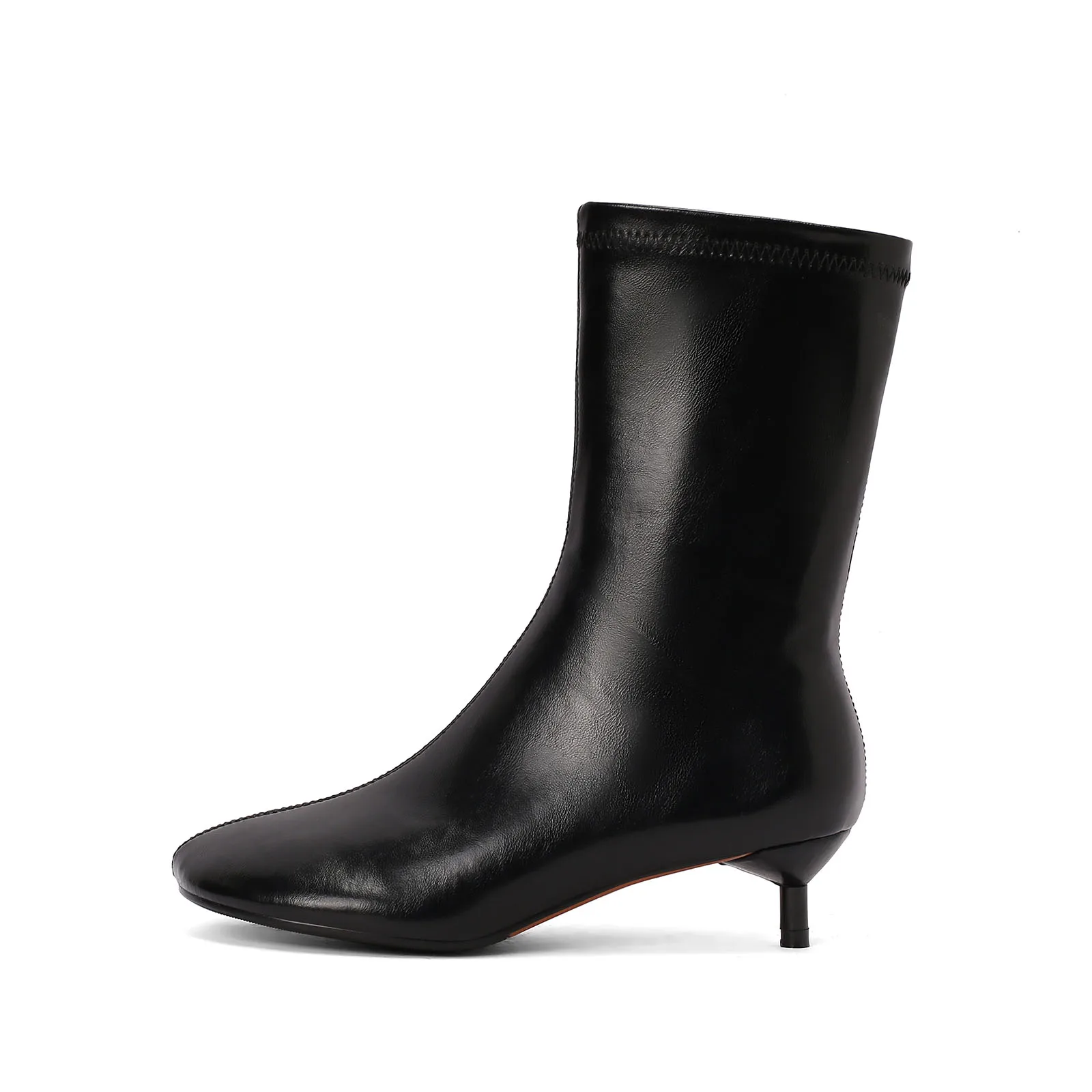 Arden Furtado Autumn Women's Sheepskin Knee High Boots Round Toe Side Zipper Thin Heels Middle Heel Sexy Modern Boots