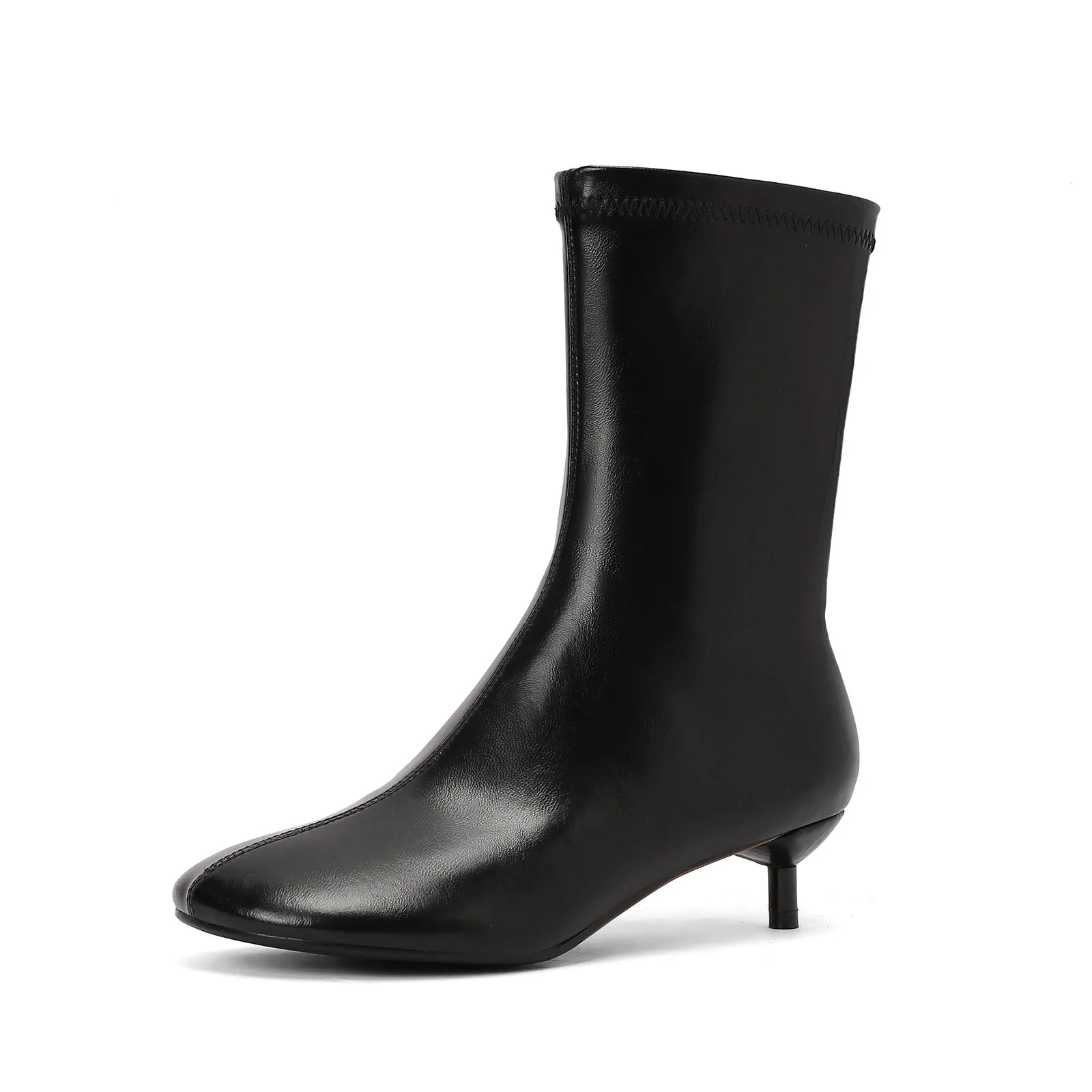 Arden Furtado Autumn Women's Sheepskin Knee High Boots Round Toe Side Zipper Thin Heels Middle Heel Sexy Modern Boots