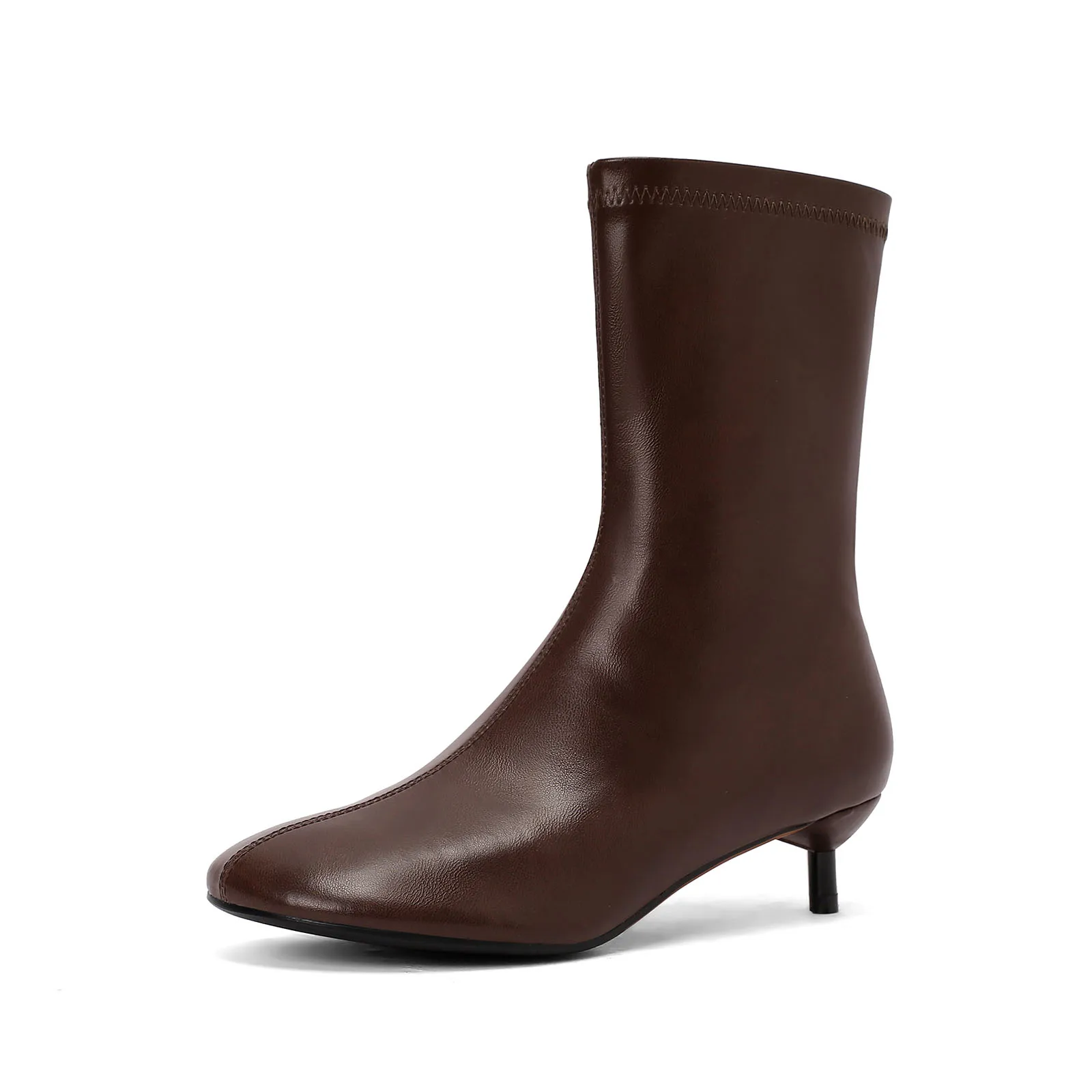 Arden Furtado Autumn Women's Sheepskin Knee High Boots Round Toe Side Zipper Thin Heels Middle Heel Sexy Modern Boots
