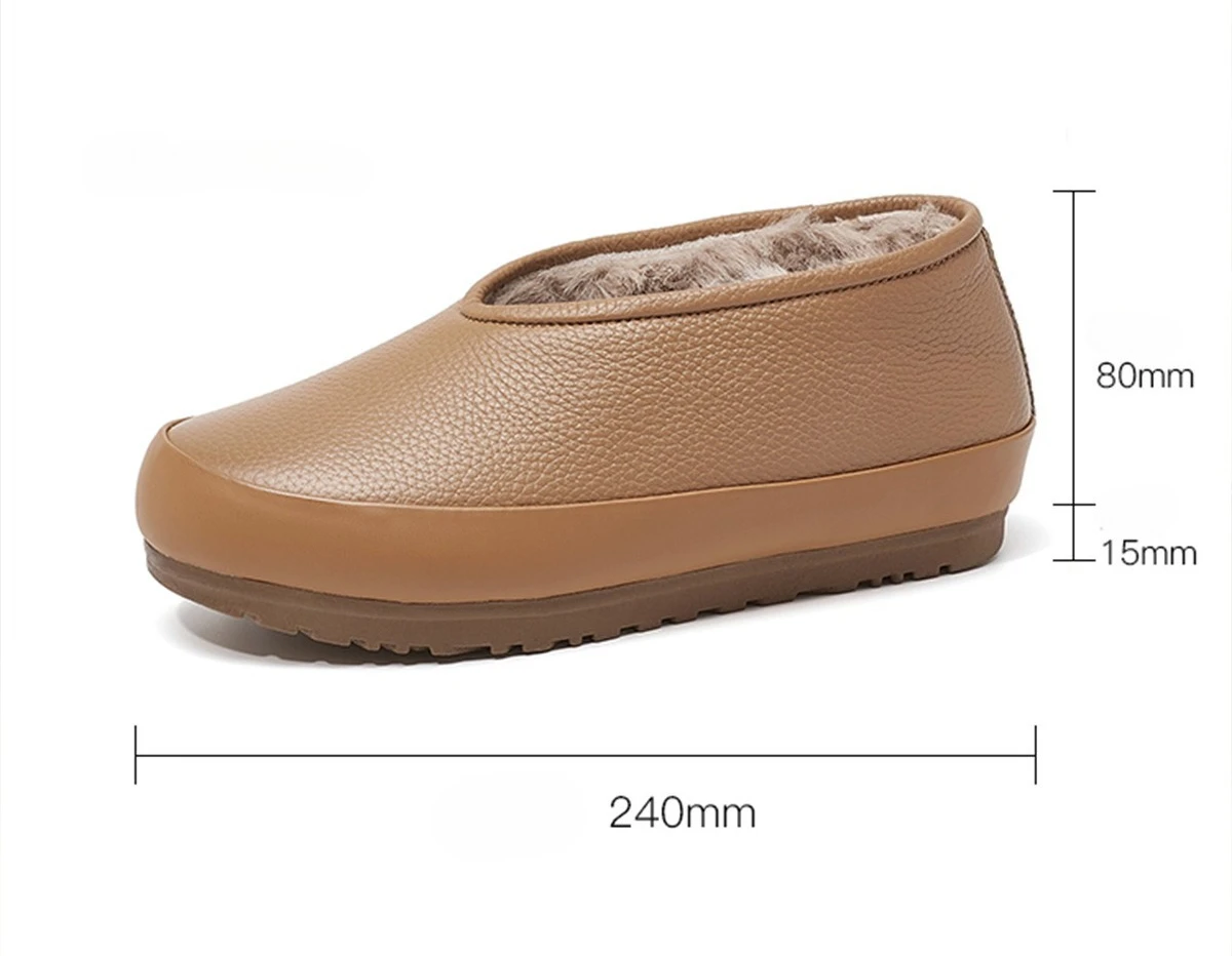 Women's 2026 New Model Genuine Leather Single Shoes, Retro and Warm, Bean-shaped Shoes, Flat Bottom, Mom's Shoes Luxury Shoes