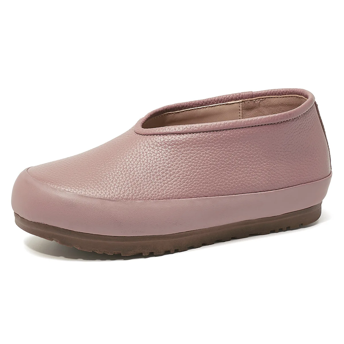 Women's 2026 New Model Genuine Leather Single Shoes, Retro and Warm, Bean-shaped Shoes, Flat Bottom, Mom's Shoes Luxury Shoes