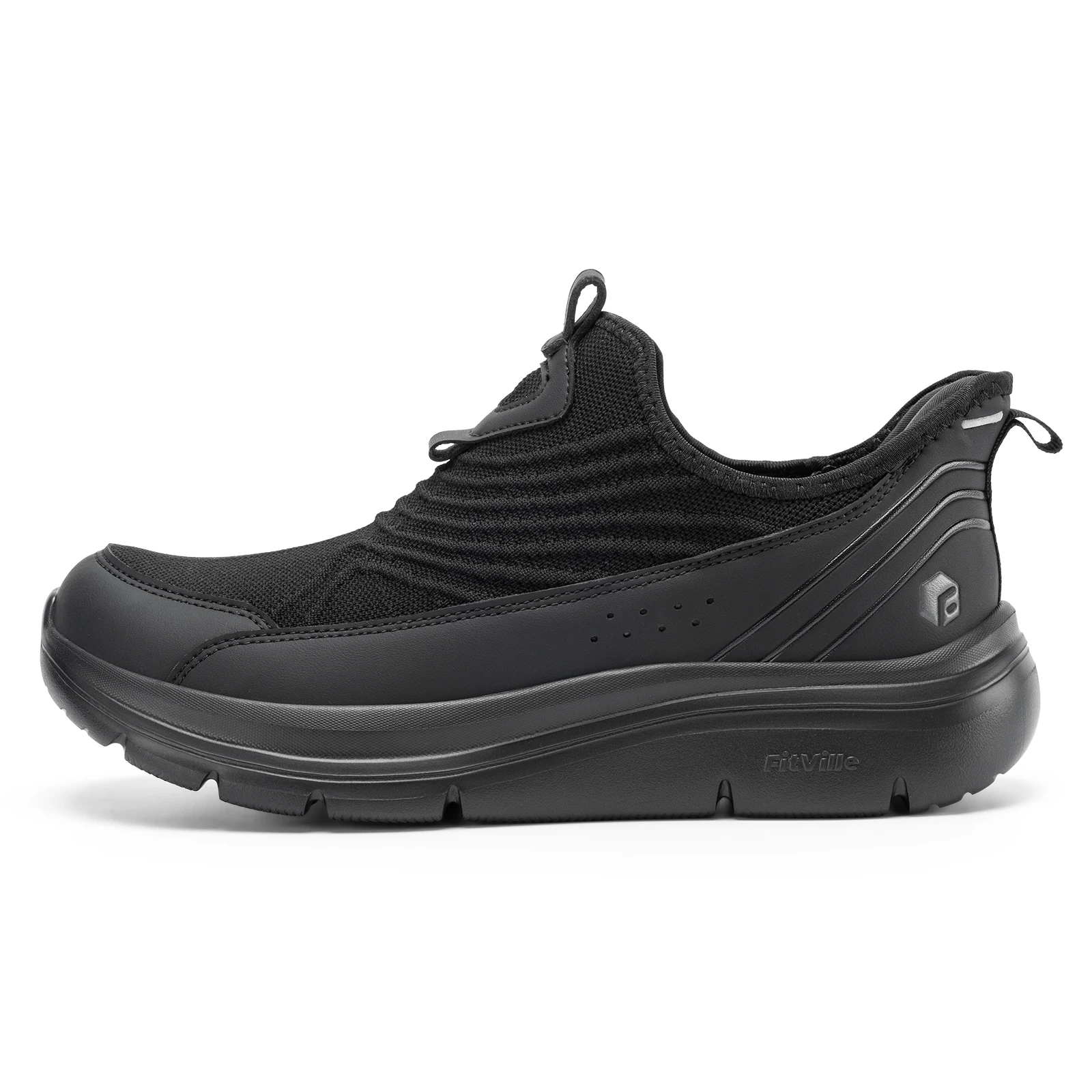 Fitville Men's Slip-On Walking Shoes Wide Width Cushion Rebound Stable Support Lightweight Breathable Running Shoes for Fat Feet