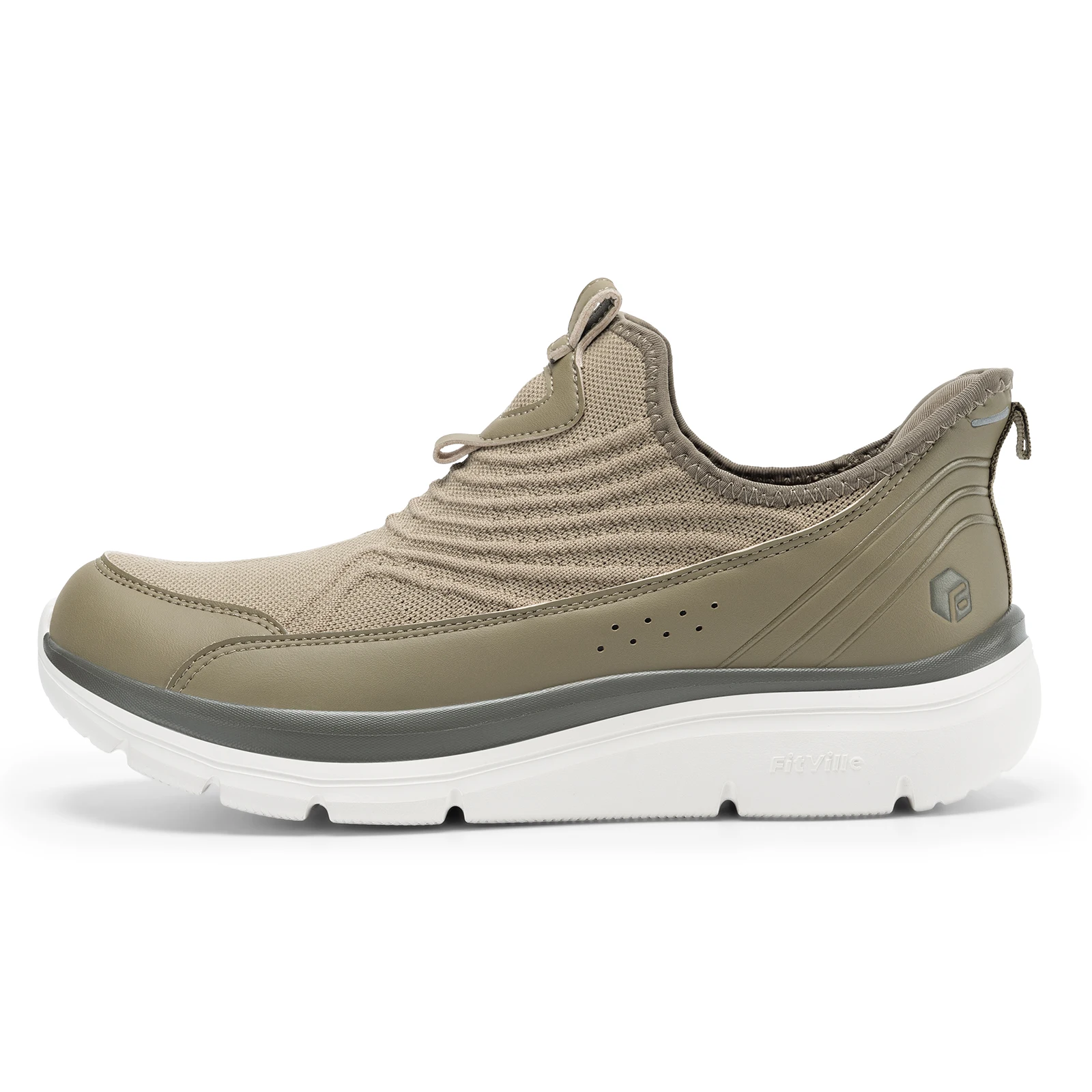 Fitville Men's Slip-On Walking Shoes Wide Width Cushion Rebound Stable Support Lightweight Breathable Running Shoes for Fat Feet