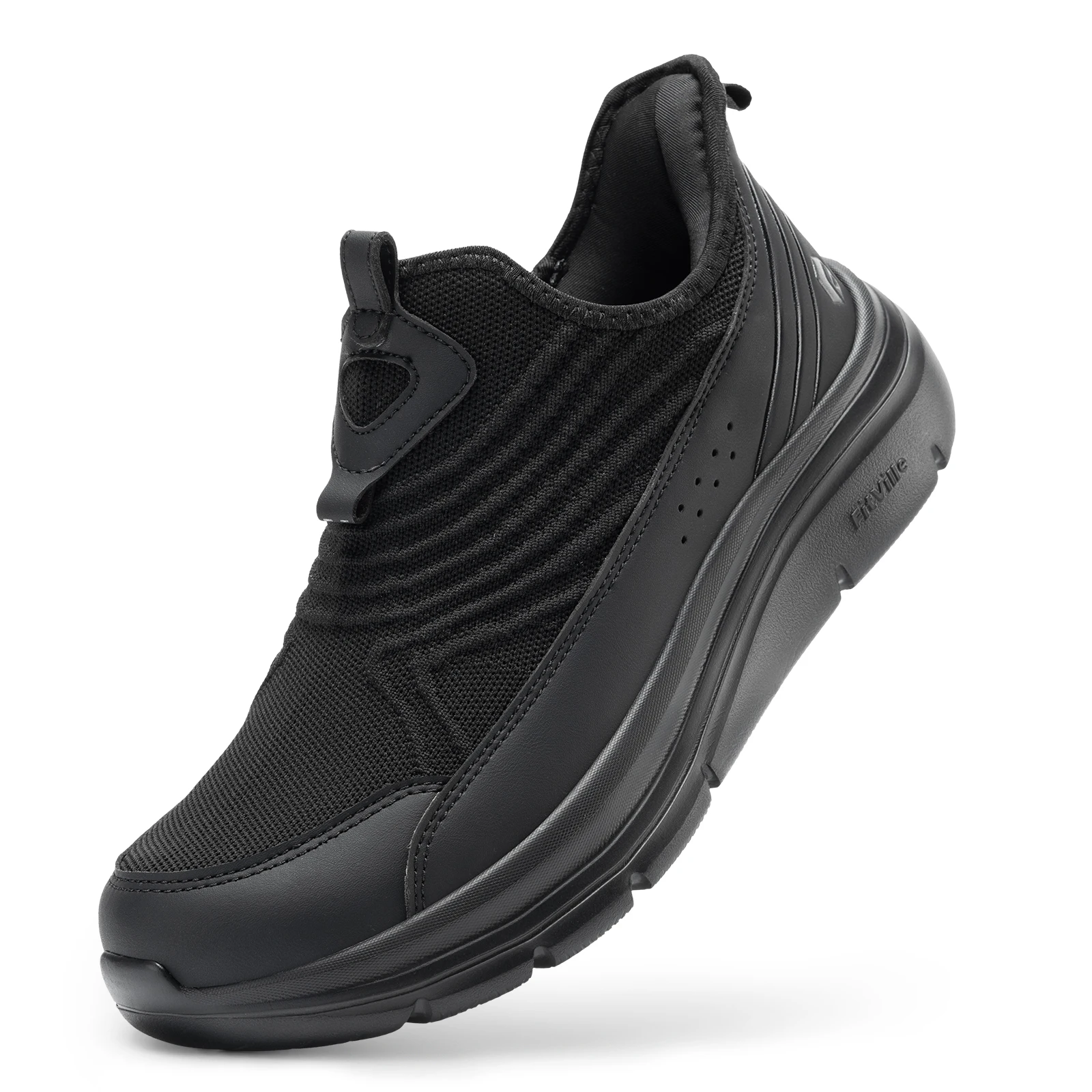 Fitville Men's Slip-On Walking Shoes Wide Width Cushion Rebound Stable Support Lightweight Breathable Running Shoes for Fat Feet