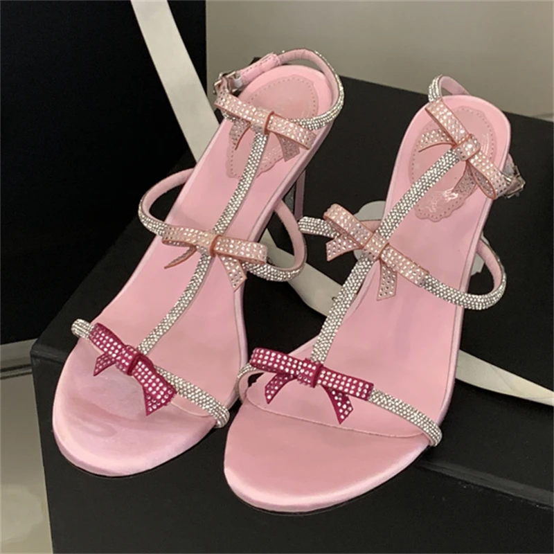 Aneikeh Summer Fashion Peep Toe Buckle Strap Stiletto Sexy Butterfly-knot High Heels Gladiator Sandals Women Party Dress Shoe