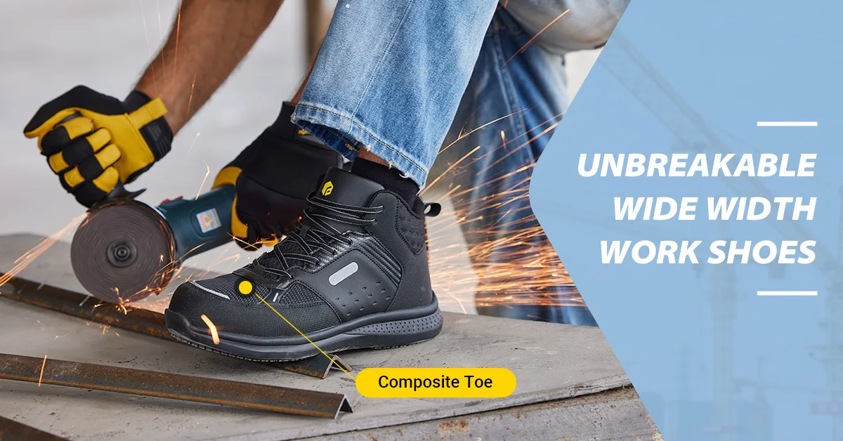 FitVille Men's Extra Wide Work Shoes Casual Shoes Anti-Slip Sturdy Toe Breathable For Male Swollen Feet Arch Support Pain Relief
