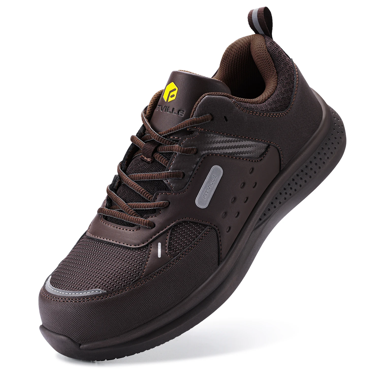 FitVille Men's Extra Wide Work Shoes Casual Shoes Anti-Slip Sturdy Toe Breathable For Male Swollen Feet Arch Support Pain Relief