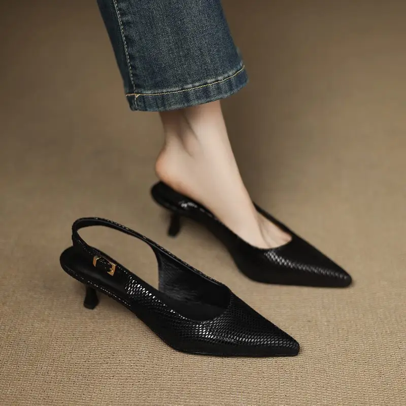 MORAZOR Size 34-43 New Sheepskin Genuine Leather Shoes Women Sandals Pointed Toe High Heels Slingbacks Pumps Party Wedding Shoe