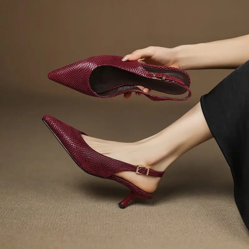 MORAZOR Size 34-43 New Sheepskin Genuine Leather Shoes Women Sandals Pointed Toe High Heels Slingbacks Pumps Party Wedding Shoe