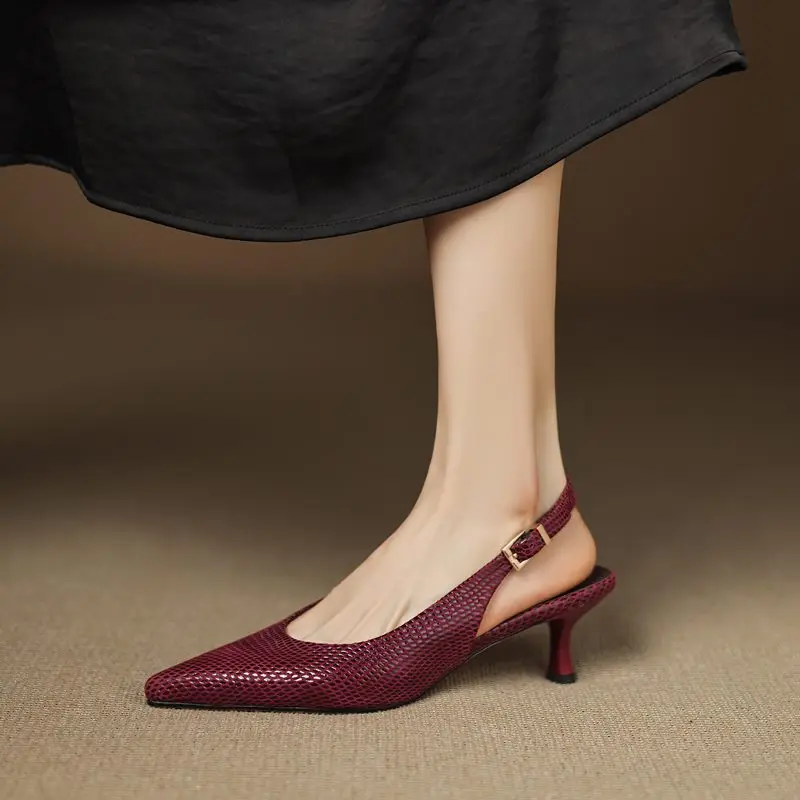 MORAZOR Size 34-43 New Sheepskin Genuine Leather Shoes Women Sandals Pointed Toe High Heels Slingbacks Pumps Party Wedding Shoe