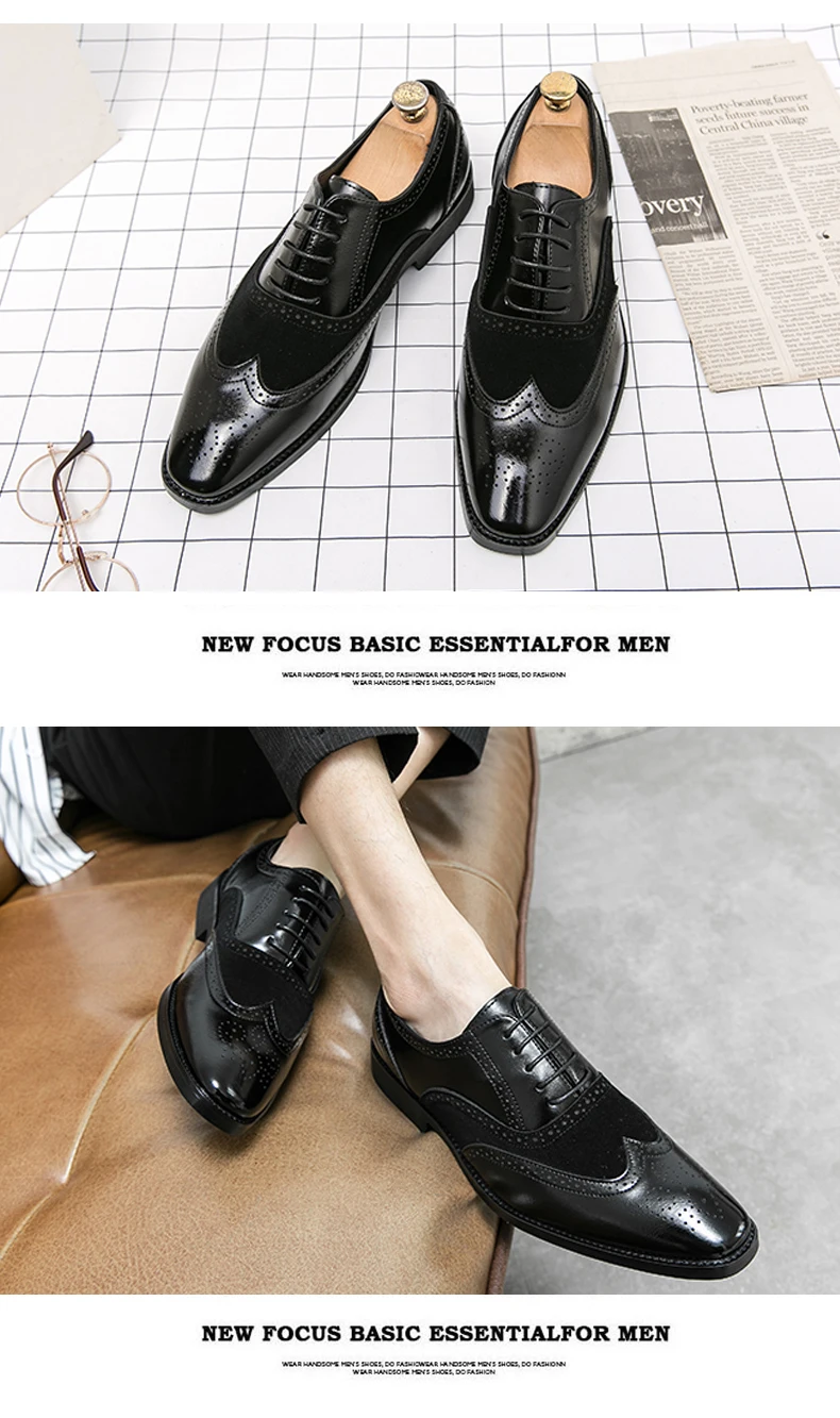 Trend Formal Brogues Social Office Shoes For Men Classic Casual Business Shoes Men High Quality Wedding Dress Shoes For Men