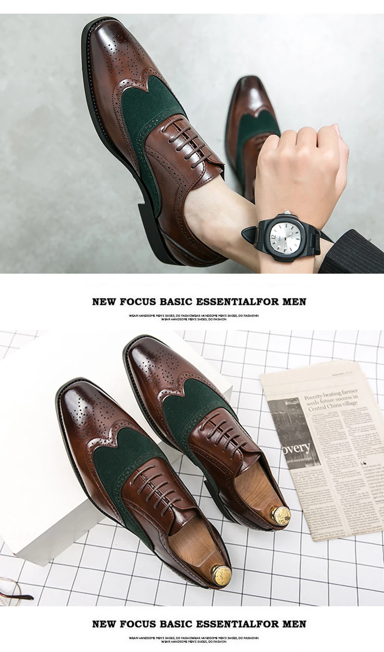 Trend Formal Brogues Social Office Shoes For Men Classic Casual Business Shoes Men High Quality Wedding Dress Shoes For Men