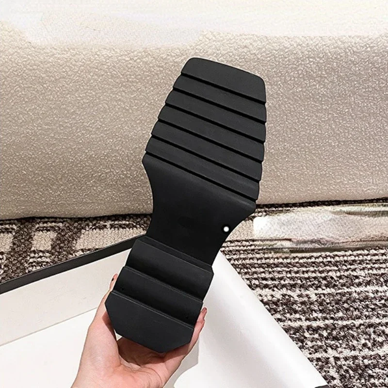 Black Chunky Heel Chelsea Boots Women British Style Leather Square Toe Platform Ankle Boots Casual Non-slip Motorcycle Boots