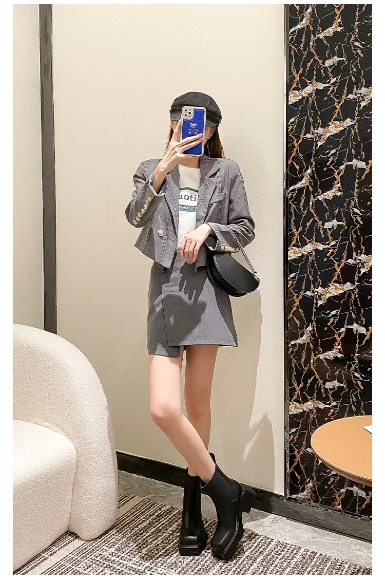 Black Chunky Heel Chelsea Boots Women British Style Leather Square Toe Platform Ankle Boots Casual Non-slip Motorcycle Boots
